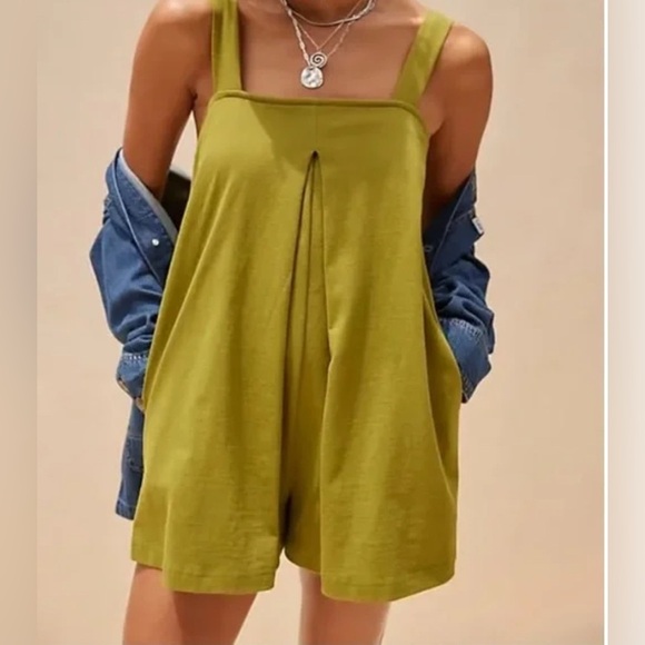 Free People Beach Nicola Romper in Cardamom Seed Green XL - Picture 1 of 8